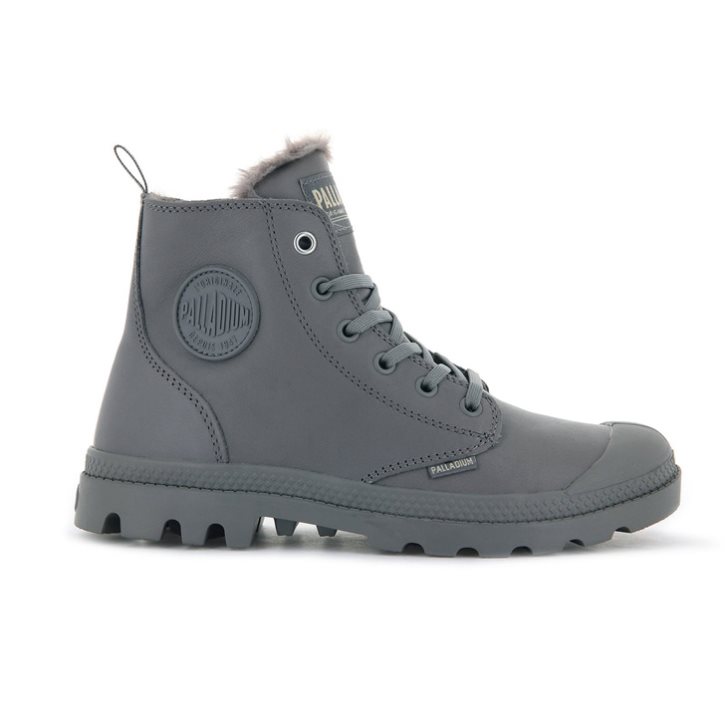 Bottes Palladium Pampa Hi Zip Leather S Femme Grise | FR IZY610Q